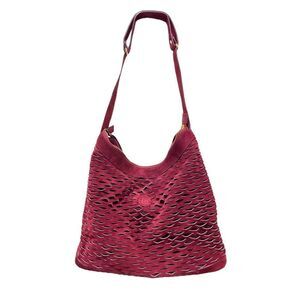 FENDI Vintage Perforated Suede Bucket/Crossbody Bag with Attached Coin Purse